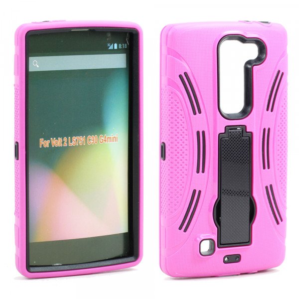 Wholesale LG Volt 2, G4 Mini, C90 Armor Hybrid Stand Case (Hot Pink)